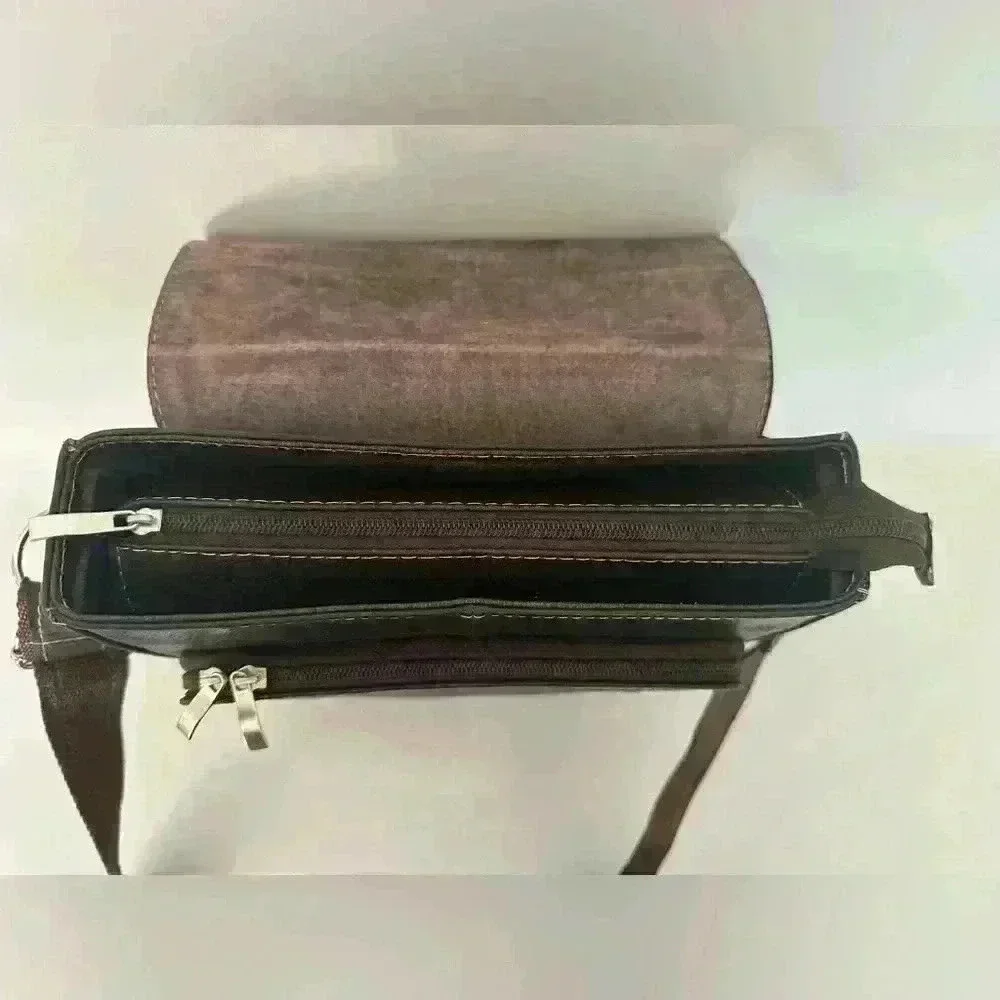 Men's Brown Leather Side Bag iPad Bag Brown Messenger Bag For Men (544)